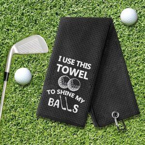 Funny Golf Towel Microfiber Fabric Waffle Pattern Towels Tri-Fold Gift / Black